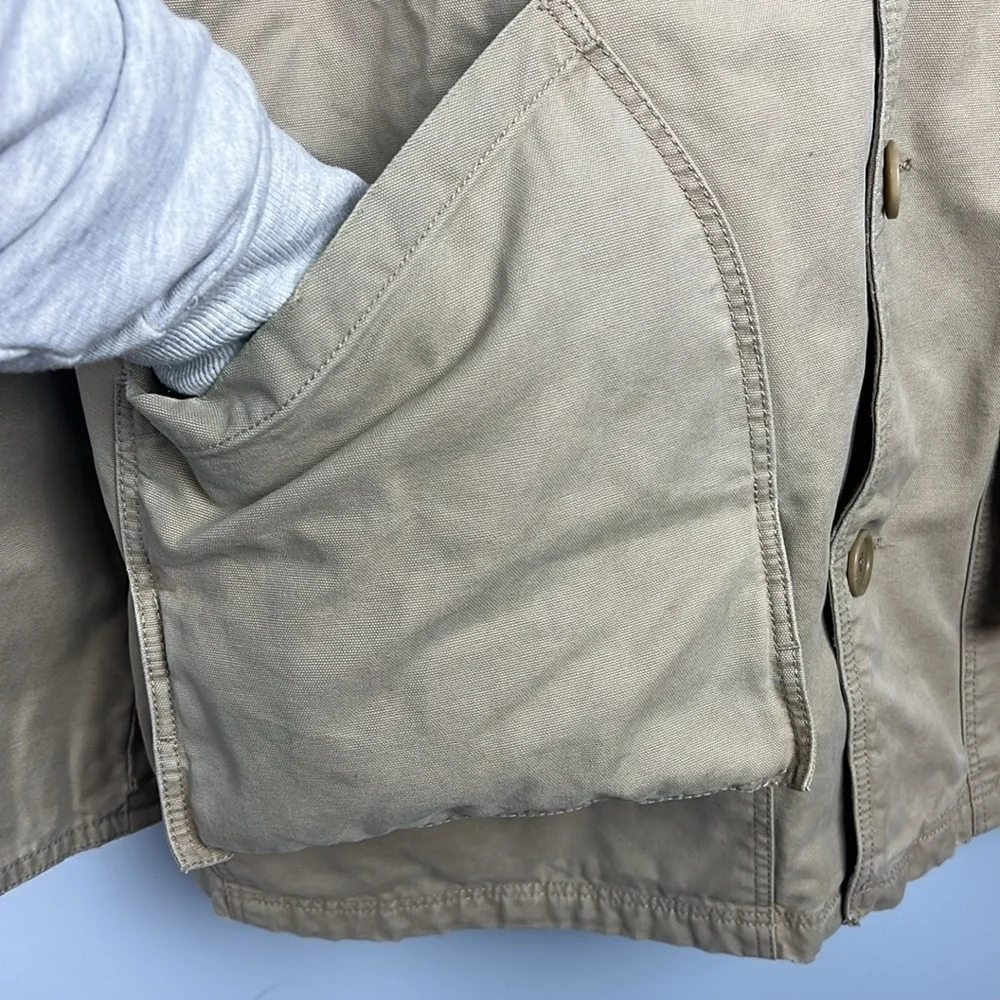J Crew Men's XL canvas & corduroy cotton quilted lining chore/ barn coat